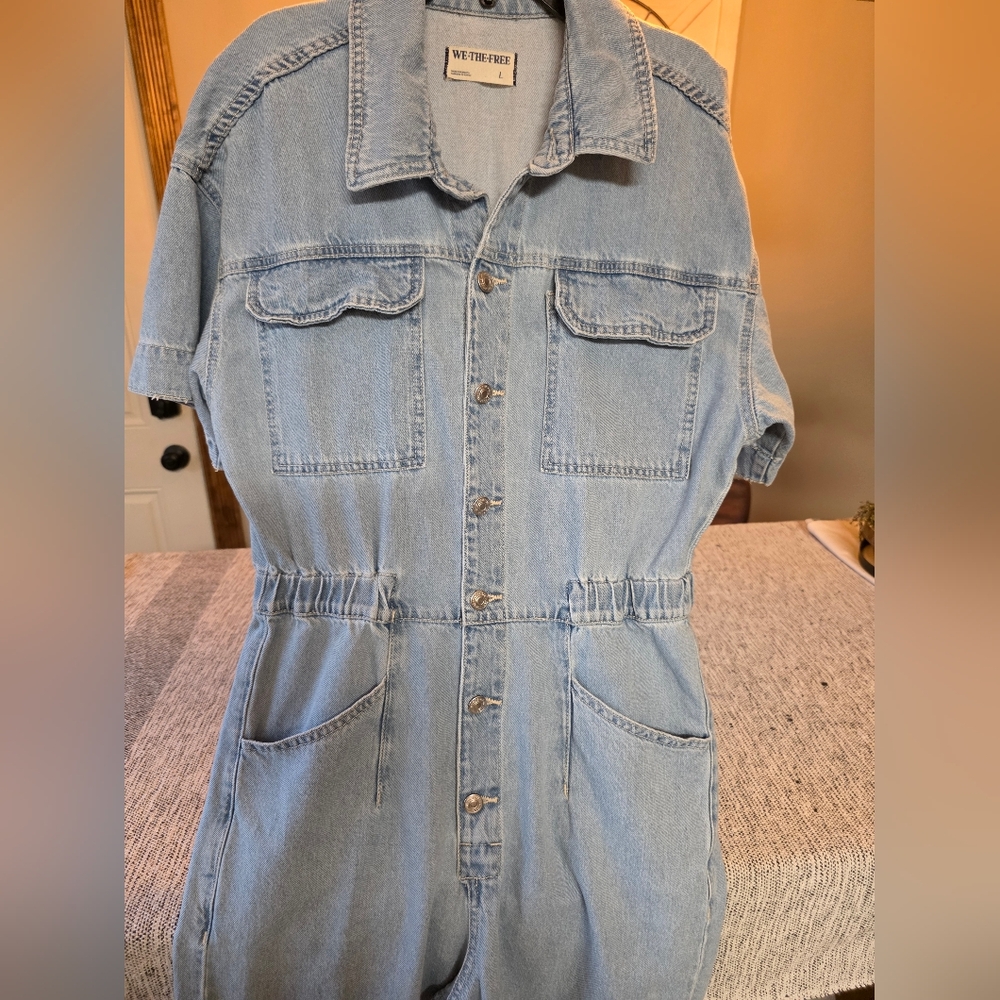 We The Free Light Blue Denim Jumpsuit